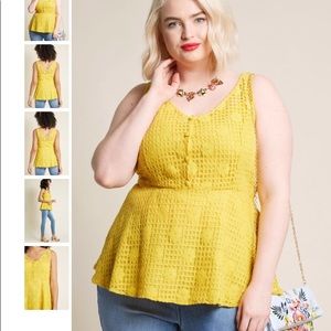 Yellow Peplum Sleeveless Shirt